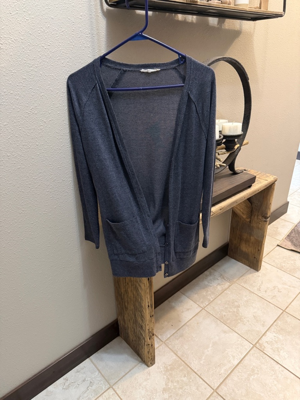 Women’s Open-Front Grey Lightweight Cardigan Sweater